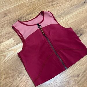 Lululemon blush and burgundy Roksanda collab zip up crop top